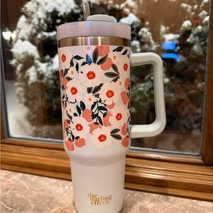 Floral Travel Mug - White and Pink